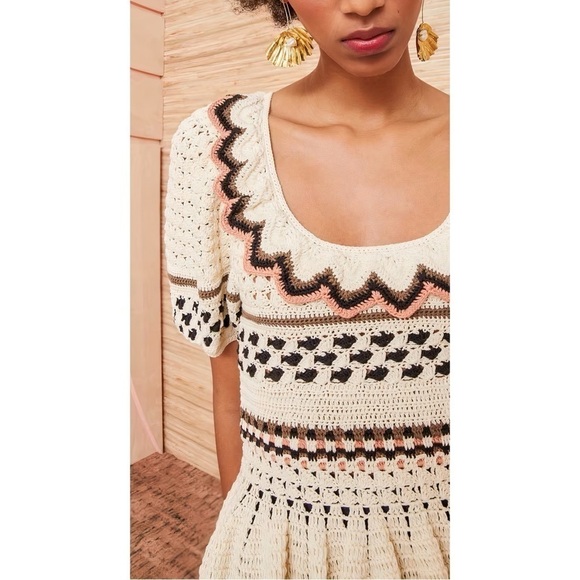 NWOT Ulla Johnson Cream Cotton Short-Sleeve Flor Pullover Sweater Top - Picture 3 of 7